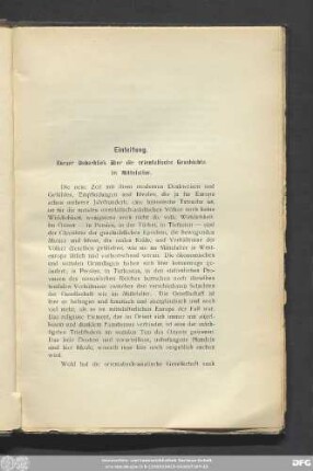 Einleitung. Kurzer Ueberblick über die orientalische Geschichte im Mittelalter.