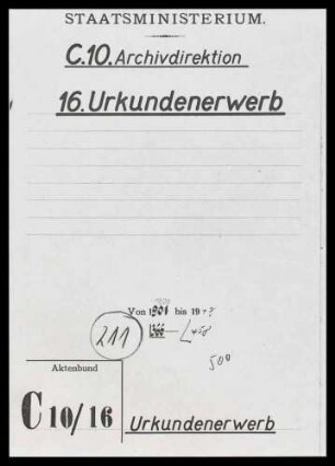 Erwerb von Archivalien