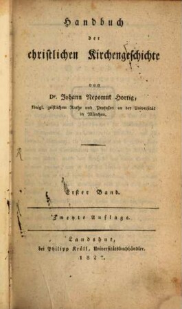 Handbuch der christlichen Kirchengeschichte, 1