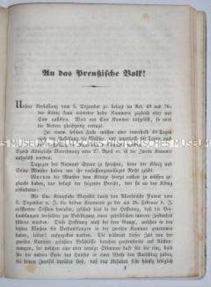 Begründung für die Auflösung der zweiten preußischen Kammer durch den König