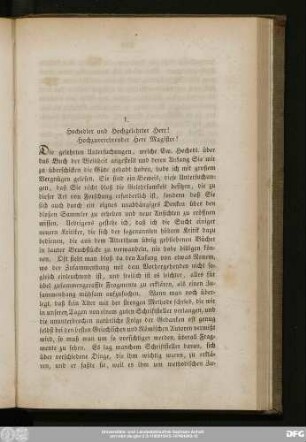 1. [Vom Oberhofprediger Franz Volkmar Reinhard]