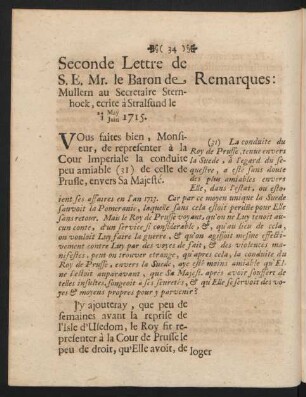 Seconde Lettre ... Remarques: