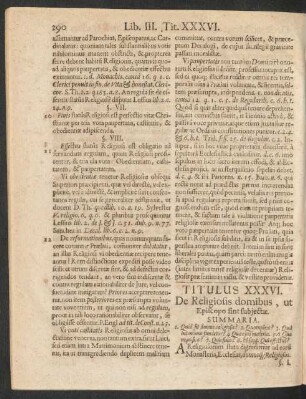Titulus XXXVI. De Religiosis domibus, ut Episcopo sint subjectae