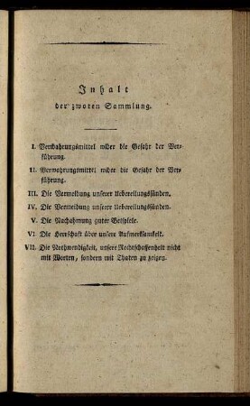 Inhalt der zwoten Sammlung.