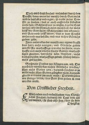 Von Christlicher Freyheit.