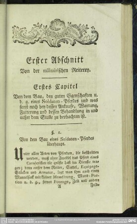 Erster Abschnitt Von der militairischen Reiterey