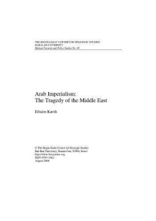 Arab imperialism: the tragedy of the Middle East