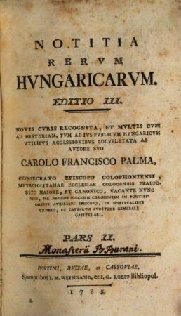 Notitia Rervm Hvngaricarvm. 2