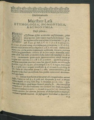 Dissertationis de Maiestate Laesa. Etymologia, Homonymia, & Synonymia. Thesis prima - LV.