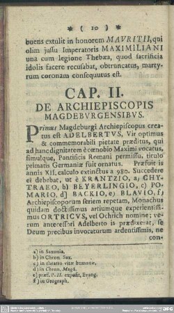 Cap. II. De Archiepiscopis Magdeburgensibus