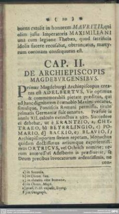 Cap. II. De Archiepiscopis Magdeburgensibus