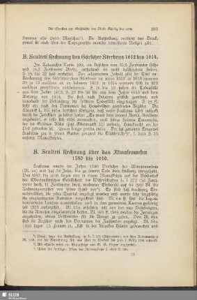 B. Sculteti Rechnung des Görlitzer Sterbens 1612 bis 1614