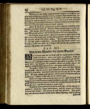 CAP. XIV. Von denen Wunden des Unter-Bauchs.