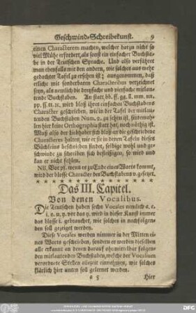 Das III. Capitel. Von denen Vocalibus.