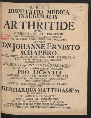 Disputatio Medica Inauguralis De Arthritide