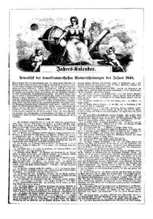 Überblick der bemerkenswerthesten Naturerscheinungen des Jahre 1848 : Jahres-Kalender