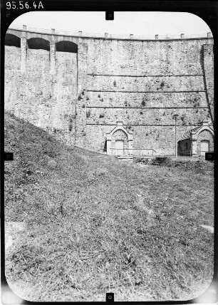 Neustadt/Harz. Talsperre Neustadt (1904-1905). Staumauer. Luftseite (Teilansicht)