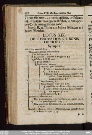 Locus XIX. De Renovatione s. Bonis Operibus.