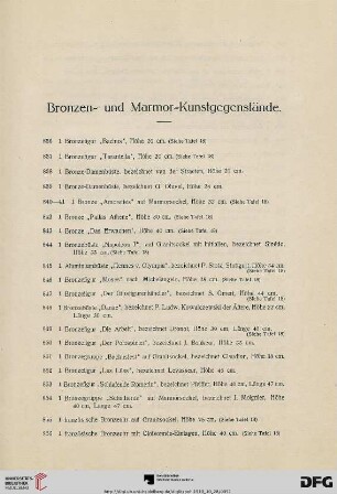 Bronzen-, und Marmor-Kunstgegenstände (Nr. 836-907)