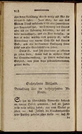 Sechszehnter Abschnitt. Betrachtung über die vorhergehenden Abschnitte.