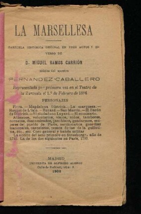 La Marsellesa : zarzuela histórica original en tres actos y en verso