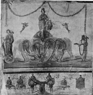 Venus Pompeiana auf Elefantenquadriga, darunter Färber