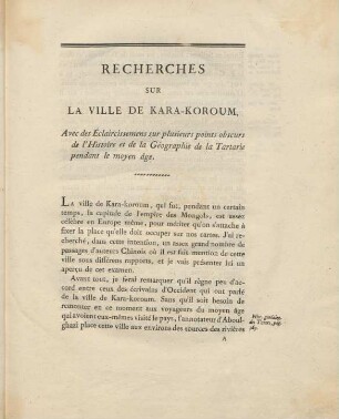 Recherches sur la ville de Kara-Koroum