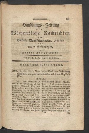 17tes Stück, Gotha, den 27. April 1799.