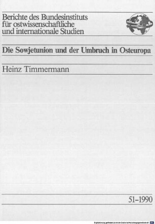 Die Sowjetunion und der Umbruch in Osteuropa