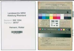 Entnazifizierung Walter Hemann , geb. 04.10.1905 (Ingenieur)