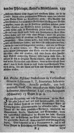 Prolusiones de versionibus Graecis librorum V. T. litterarum hebraicarum magistris.