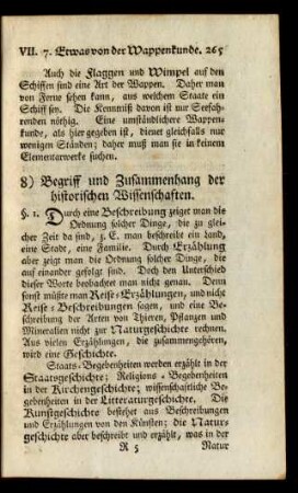 8) Begriff und Zusammenhang der historischen Wissenschaften.