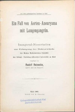 Ein Fall von Aorten-Aneurysma mit Lungengangrän
