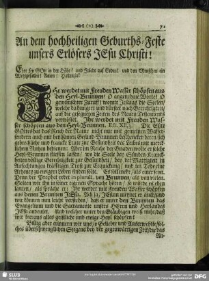 An dem hochheiligen Geburths-Fest unsers Erlösers Jesu Christi!
