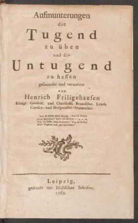 Aufmunterungen die Tugend zu üben und die Untugend zu hassen