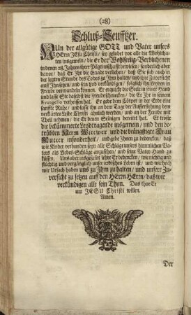 Schluß-Seufftzer.