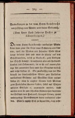 Bemerkungen zu der vom Herrn Lambrecht vorgeschlagenen Winde und deren Gebrauch