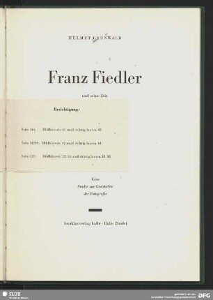 Franz Fiedler und seine Zeit : eine Studie zur Geschichte der Fotografie