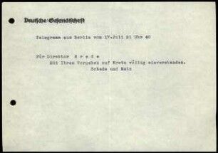 M. Schede und F. Matz an W. Wrede