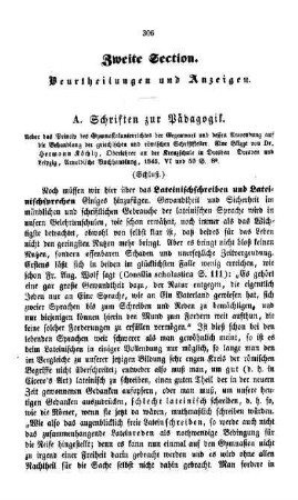 Beurtheilungen und Anzeigen : zweite Section