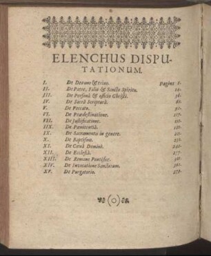 Elenchus Disputationum.