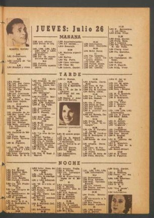 [Programa de] Jueves: Julio 26