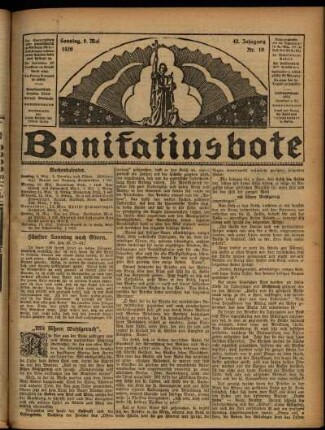 Erste Ausgabe vom Sonntag, den 09. Mai 1926.