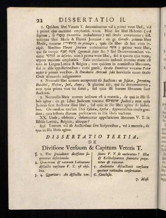22-31, Dissertatio Tertia