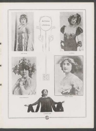 Artistas célebres : [Fotografías de] Jane Hading [y] La Rejane [y] Sarah Bernhardt [y] Susana Desprez [y] Eleonora Duse