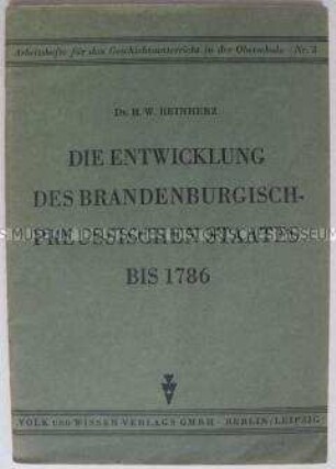 Lehrheft für den Geschichtsunterricht in der Sowjetischen Besatzungszone