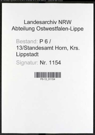 Sterberegister Standesamt Horn