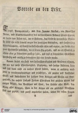 Vorrede an den Leser