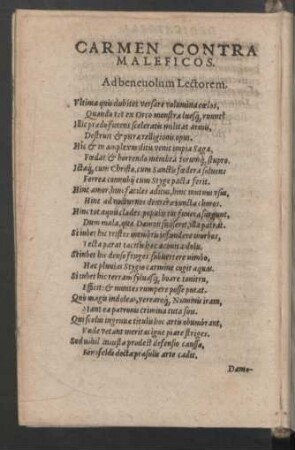 Carmen contra maleficos. Ad beneuolum Lectorem.