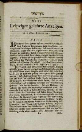No. 51. Den 27ten Junius 1791.